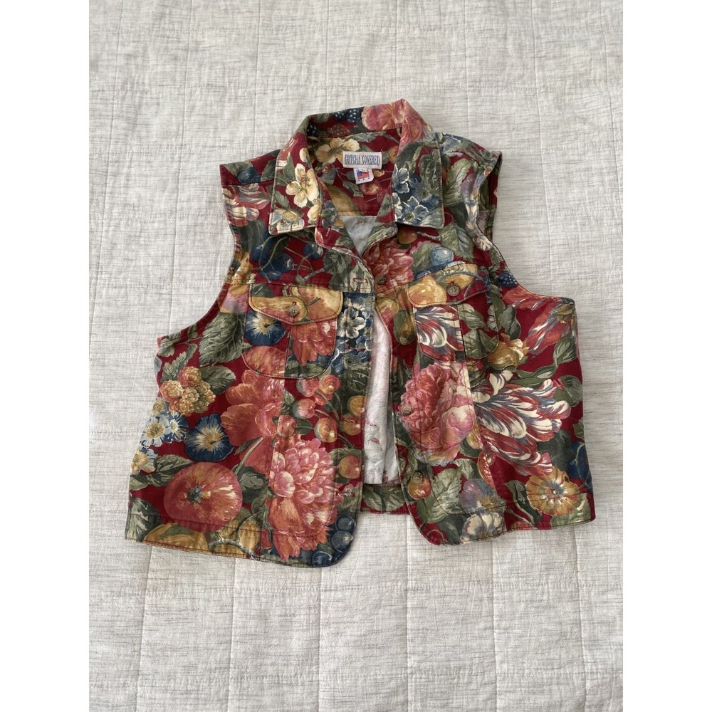 Vintage Gotcha Covered floral button up Jean vest